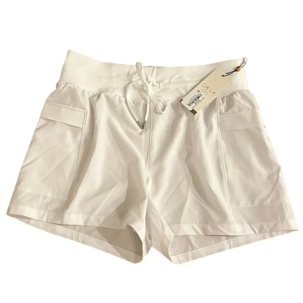 Calia Pure White Journey Collection MidRise Athletic Cargo short trulite fabric